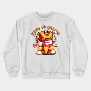 Back to School, retro schoolbag mascot character invites back to school Crewneck Sweatshirt